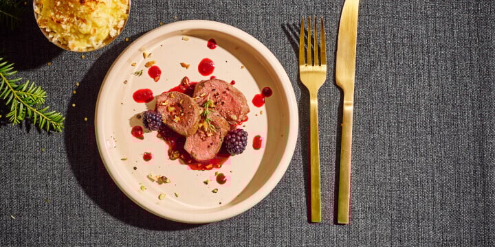 Reefilet met porto-bramensaus